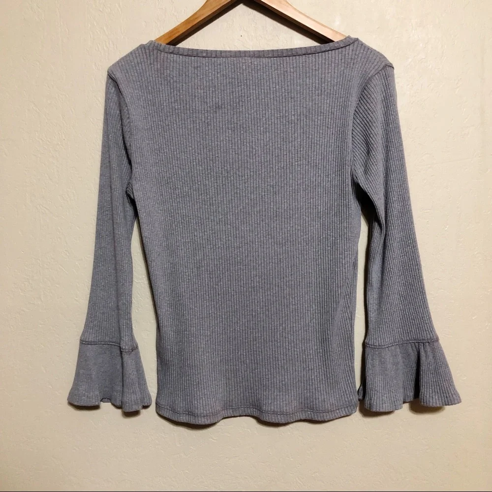 J. Crew Ribbed Crew Neck Bell Sleeve Top‎